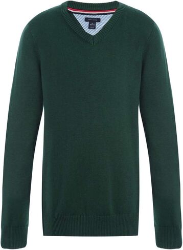 Tommy Hilfiger Girls V-Neck Sweater, Kids Long Sleeve School Uniform Clothes with Tall Sizes in Saudi Arabia