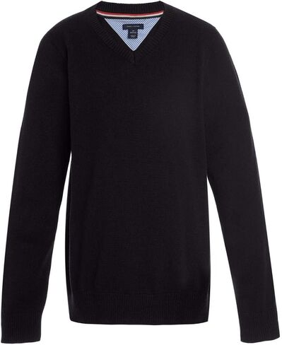 Tommy Hilfiger Girls V-Neck Sweater, Kids Long Sleeve School Uniform Clothes with Tall Sizes in Saudi Arabia