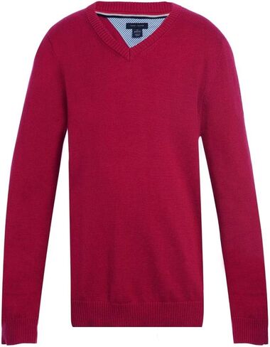 Tommy Hilfiger Girls V-Neck Sweater, Kids Long Sleeve School Uniform Clothes with Tall Sizes in Saudi Arabia