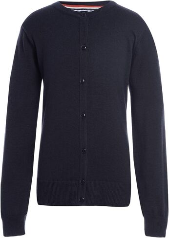 Tommy Hilfiger Girls Cardigan Sweater, Kids School Uniform Clothes for Little or Big Girls, Ribbed Collar, Hem, and Cuff with Full Front Button Closure - Navy, Size 16-18 in Saudi Arabia