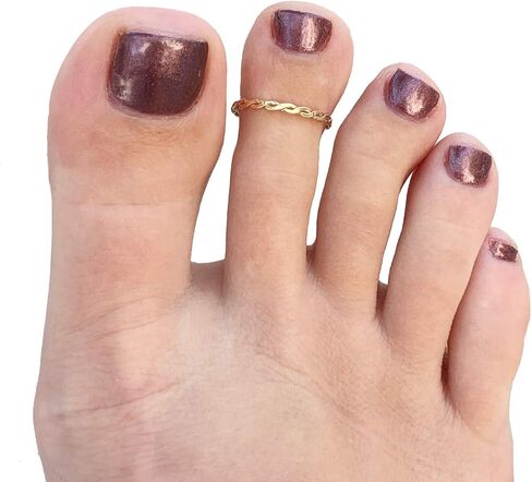 خاتم اصبع القدم | جديلة ملتوية بملء الذهب عيار 14 قيراط | حلقة مناسبة للقدم أو المفصل متوسط ​​الطول | للجنسين | مقاسات الخواتم الصغيرة (3) in Kuwait