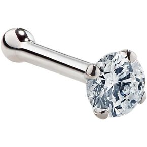 FreshTrends Cubic Zirconia Nose Stud - Nickel-Free 14K White Gold Nose Ring - 1.5mm, 2mm, 3mm CZ 20 Gauge