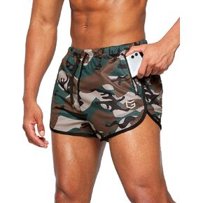 G Gradual Men's Running Shorts 3 Inch Quick Dry Gym Athletic Jogging Shorts with Zipper Pockets