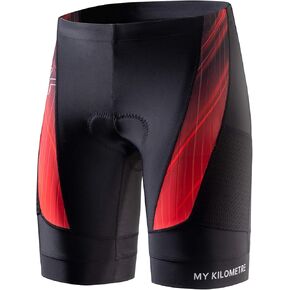 MY KILOMETRE Mens Triathlon Shorts with Adjustable Drawstring Easy Reach Leg Pockets Chamois for Long-Distance Tri Race