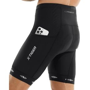 X-TIGER Men's Cycling Shorts with Back Pocket,5D Gel Padded Bike Shorts for Men,Mountain Road Biking Riding Half Pants Tights
