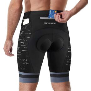 Men's Cycling Shorts Anti-Slip Leg 4D Padded Bike Shorts with 3-Pockets Breathable Biking Bicycle Motorcycle Half-Pants