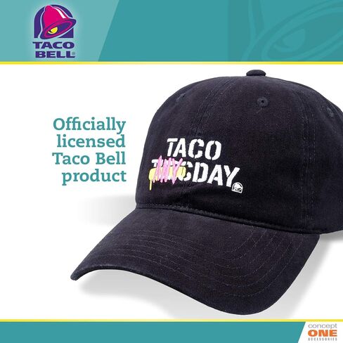 Concept One Bell Taco Any Day Cotton Adjustable Dad Hat with Curved Brim, Black, One Size in Saudi Arabia
