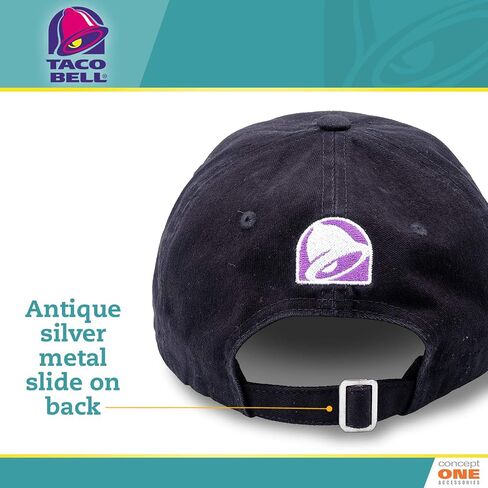 Concept One Bell Taco Any Day Cotton Adjustable Dad Hat with Curved Brim, Black, One Size in Saudi Arabia