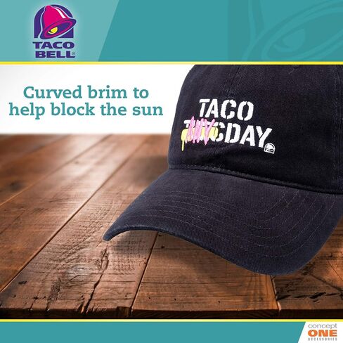 Concept One Bell Taco Any Day Cotton Adjustable Dad Hat with Curved Brim, Black, One Size in Saudi Arabia