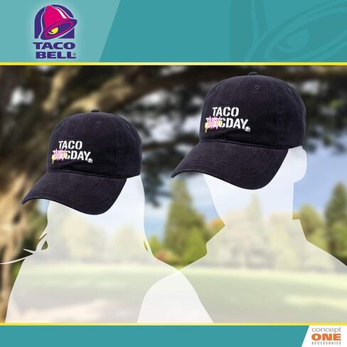 Concept One Bell Taco Any Day Cotton Adjustable Dad Hat with Curved Brim, Black, One Size in Saudi Arabia