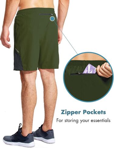 BALEAF Men's 7" Running Shorts with Mesh Liner Zipper Pocket for Athletic Workout Gym in Kuwait
