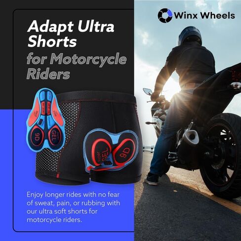 Adapt Ultra Motorcycle Biker Shorts - Moisture Wicking Shorts - Padded Shorts Prevents Rubbing & Chafing - Mens Biker Shorts in Saudi Arabia