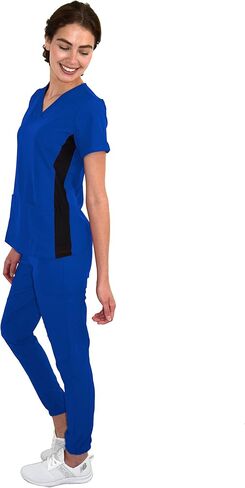 Womens Stretch Knit Panel Top and Jogger Pant Scrub Set Medical Nursing GT 4FLEX in Saudi Arabia