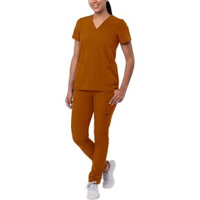 مجموعة Adar Addition Go-Basic Scrub للنساء - بلوزة نحيفة برقبة على شكل حرف V وسروال نحيف Cargo Scrub in Saudi Arabia