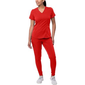 Adar Pro Modern Athletic Scrub Set for Women - Modern V-Neck Scrub Top & Yoga Jogger Scrub Pants