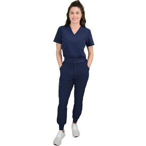 Green Town Scrubs for Women Scrub Set - Slim Fit Jogger Pant and Tuck-In V-Neck Top, 5 Pockets, Easy Care Uniform in Kuwait
