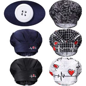 Geyoga 5 Pieces Bouffant Caps with Button and Sweatband, Adjustable Working Hats Nurse Caps for Women Men, 5 Styles(Heart Pattern) in Saudi Arabia
