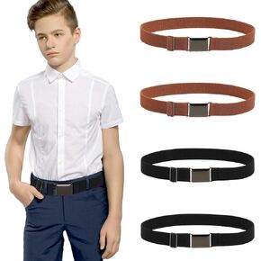 Kajeer Elastic Kids Belts for Boys Girls - Adjustable Boys Belts for School Uniforms with Silver Square Buckle in Saudi Arabia