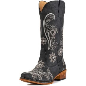 IUV Cowboy Boots For Women Mid Calf Western Boots Cowgirl Pull-On Tabs Pointy Toe Boot in Saudi Arabia