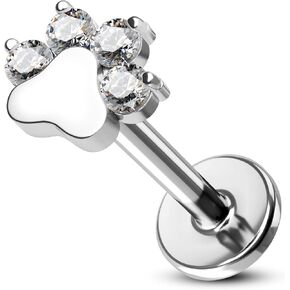 COCHARM 16G G23 Titanium Cartilage Earrings Stud Flat Back Dog Paw Cartilage Piercing Jewelry Front Top Screw Helix Tragus Earrings Hypoally Conch Jewelry