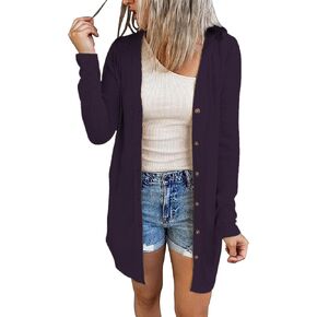 Ladlop Womens Lightweight Open Front Cardigan Casual Long Sleeve Button Down Loose Fall Cardigans
