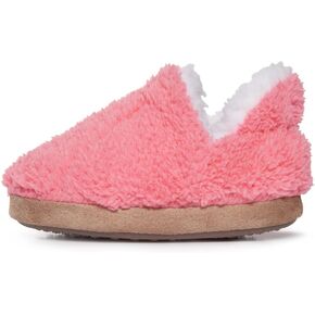 Lucky Brand Toddler Girls Sherpa Bedroom Slippers, Non Slip A-line House Shoes, Little Kids Comfy Indoor Slipper, Sizes 5-10