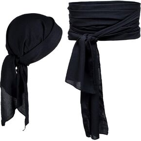 Pirate Costume Accessories/Plus Size Pirate Scarf Belt Waist Sash and Pirate Head Scarf Bandanas for Halloween Women Men