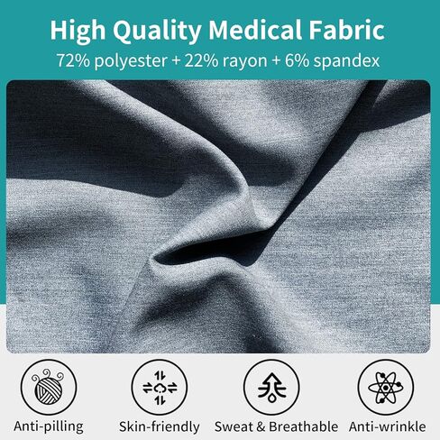 VIAOLI Scrubs للنساء مجموعة حديثة على شكل حرف v و 8 جيوب بنطال رياضي رياضي للتمريض زي عمل متين قابل للتمدد in Kuwait