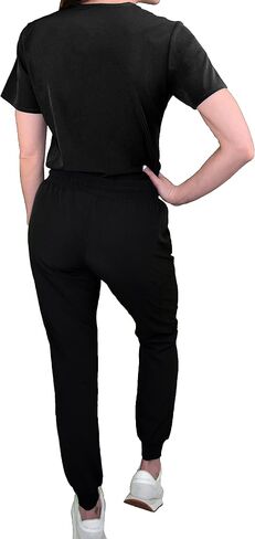 Green Town Scrubs for Women Scrub Set - Slim Fit Jogger Pant and Tuck-In V-Neck Top, 5 Pockets, Easy Care Uniform in Saudi Arabia
