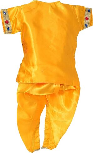 فستان AHHAAAA أصفر كريشنا يرتدي زي أنجريكا كورتا ودوتي مع ملحقات للأولاد in Kuwait