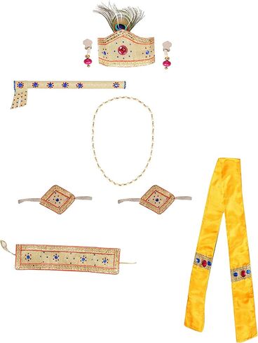 فستان AHHAAAA أصفر كريشنا يرتدي زي أنجريكا كورتا ودوتي مع ملحقات للأولاد in Kuwait