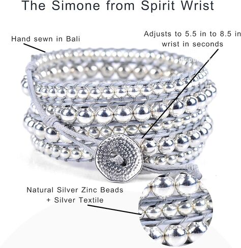 سوار فضي من الزنك + رمادي - سوار معصم سبيريت سيمون بوهو ملفوف in Kuwait