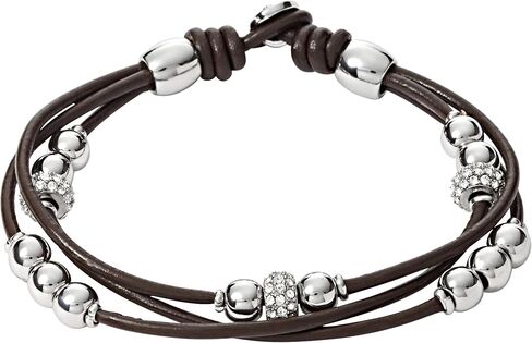 Fossil Women's Stainless Steel and Genuine Leather Bracelet for Women in Kuwait
