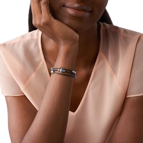 Fossil Women's Stainless Steel and Genuine Leather Bracelet for Women in Kuwait