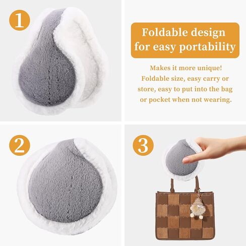 TOPZGLEEY Winter Earmuffs For Women Girls, Faux Soft&Warm Earmuffs Cute Foldable Ear Warmers Ear Covers for Cold Weather in Kuwait