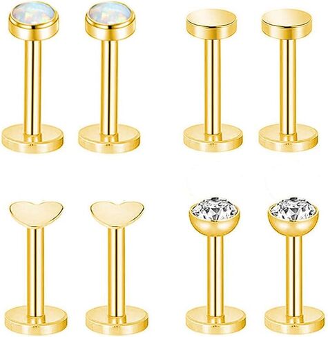 Gnoliew 16G 316L الفولاذ المقاوم للصدأ Labret Monroe الشفاه الدائري ترصيع الغضروف اللولب الزنمة ثقب الأنف in Kuwait