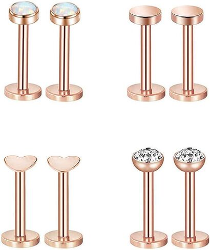 Gnoliew 16G 316L الفولاذ المقاوم للصدأ Labret Monroe الشفاه الدائري ترصيع الغضروف اللولب الزنمة ثقب الأنف in Kuwait