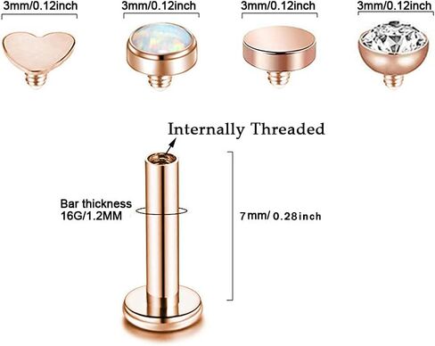 Gnoliew 16G 316L الفولاذ المقاوم للصدأ Labret Monroe الشفاه الدائري ترصيع الغضروف اللولب الزنمة ثقب الأنف in Kuwait
