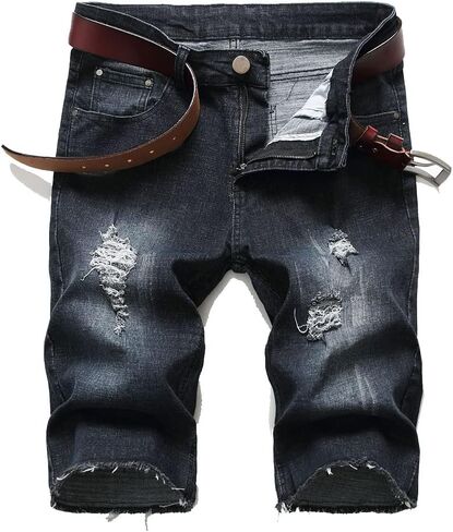 Litteking Men's Ripped Jean Shorts Casual Distressed Denim Shorts Summer Short Pants with Pockets in Kuwait