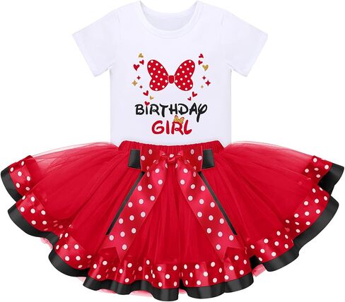 3rd Birthday Girl Outfit Baby Shirt Polka Dots Tutu Skirt Mouse Ear Headband for 3 Year Old Princess Cake Smash Photo Prop in Saudi Arabia