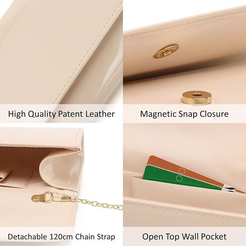 Patent Leather Envelope Clutch Womens Evening Handbag Stylish Shoulder Bag Purse for Christmas Wedding Party Prom in Saudi Arabia
