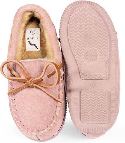 NORTY Toddler Moccasin Slippers - Kids' Slippers - Girls' and Boys' Slippers for Kids - Toddler Slippers Girls and Boys - Kids' Slippers Girls and Boys - Suede in Kuwait