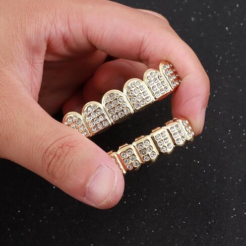 FINZOR 5Pcs Hip Hop Costume Kit Gold Rapper Sunglasses Gold Grillz Gold Dollar Sign Pendant Necklaces Ring 80s/90s Rapper Accessories in Saudi Arabia