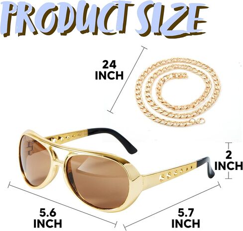 Spooktacular Creations Rockstar Custom Set with Sunglass, Necklace Disco Sunglasses and Necklace, Classic Star Outfit Accessories for Women Men 50’s, 60’s 70’s Style Party, Halloween Party Favors in Saudi Arabia