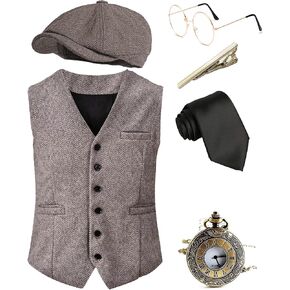 EFORLED Halloween 1920s Mens Costume Accessories Set,Great Gatsby Clothing,Roaring 20s Pocket Watch,Mafia Mobster Hat in Saudi Arabia