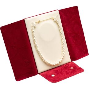 Large Velvet Travel Jewelry Organizer Pearl Necklace Storage Carrying Case Jewelry Display Case Necklace Folder (Dark Blue)