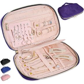 RICHIE Travel Jewelry Case Organizer Jewelry Rolls Jewelry Bags Storage Box Zipper Pouch Bag Travel Essentials for Necklaces, Earrings, Rings, Bracelets, Watch for Women Girls (Black)