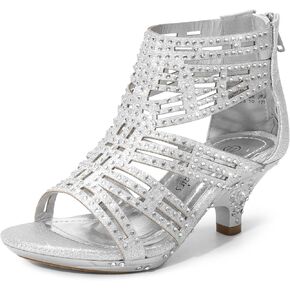 DREAM PAIRS Girls Sandals Low Heel Dress Pump Sandals