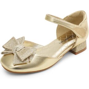 DREAM PAIRS Little Girls Low Heel Bow Ballet Wedding Party Sandals Princess Flower Girl Dress Shoes