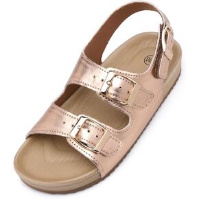 Girls Boys Sandal Adjustable Double Buckle Casual Flat Open Toe Lightweight Summer Shoes Hook Loop Sandal for Toddler Little Big Kid in Kuwait